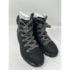 Sorel Lennox Hiker Boots Womens Black Waterproof Leather Snake Embossed Lace 7.5